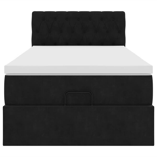 vidaXL Οθωμανικό κρεβάτι με στρώμα Μαύρο 90x200cm Velvet