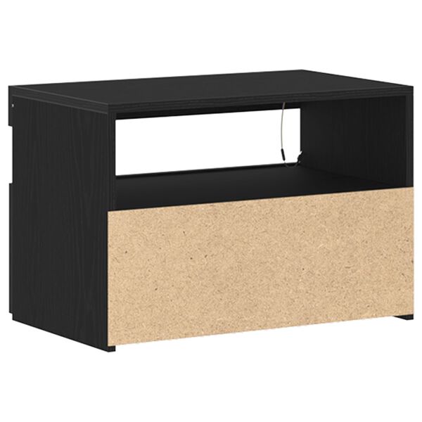 vidaXL Κομοδίνο με LED Φώτα Μαύρη Δρυός 60x35x40 εκ. Ξύλινα
