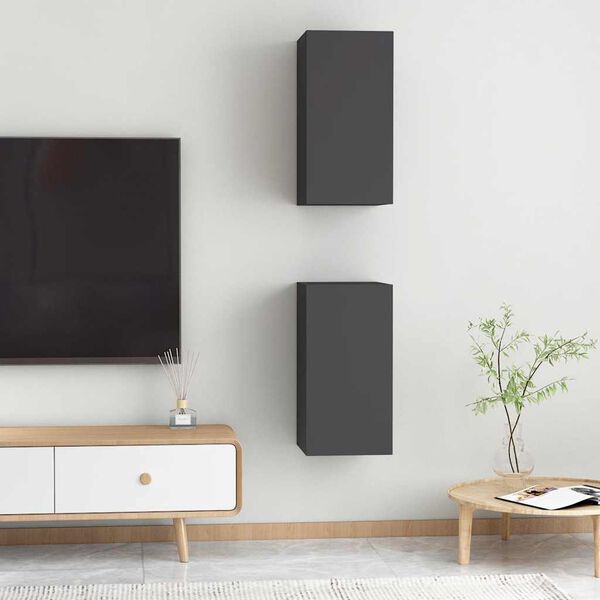 vidaXL Έπιπλα Τηλεόρασης 2 τεμ. Γκρι 30,5 x 30 x 60 εκ. Επεξ. Ξύλο