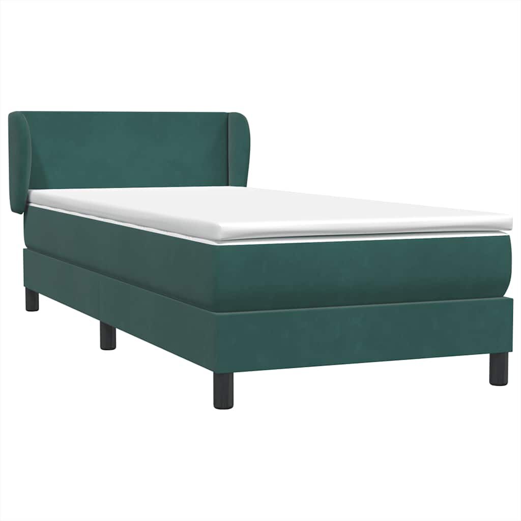 vidaXL Box Spring κρεβάτι με στρώμα σκούρο πράσινο 90x220 cm Velvet