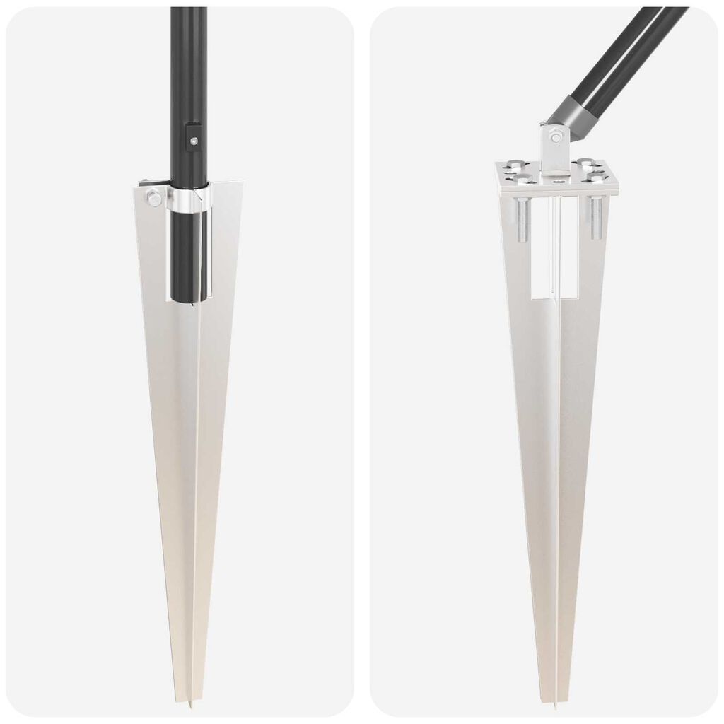 vidaXL Σετ Πόστες Φράκτη 7 pcs Γκρι Ø32mm 60 εκ Μέταλλο