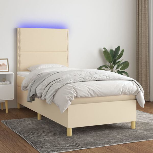 vidaXL &Kappa;&rho;&epsilon;&beta;ά&tau;&iota; Boxspring &mu;&epsilon; &Sigma;&tau;&rho;ώ&mu;&alpha; & LED &Kappa;&rho;&epsilon;&mu; 100x200 &epsilon;&kappa;. &Upsilon;&phi;&alpha;&sigma;&mu;ά&tau;&iota;&nu;&omicron;