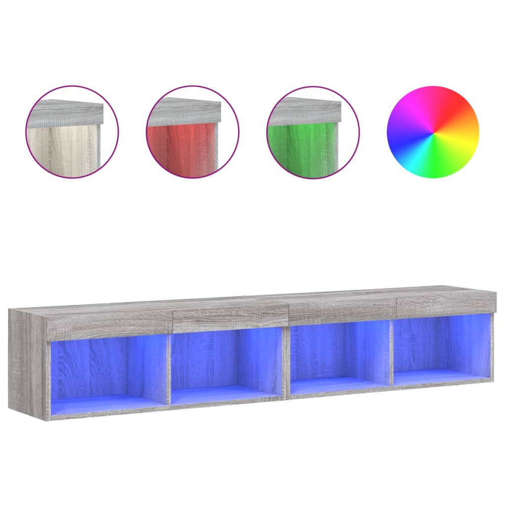 vidaXL Έπιπλα Τηλεόρασης με LED 2 τεμ. Γκρι Sonoma 80 x 30 x 30 εκ.