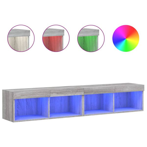 vidaXL Έπιπλα Τηλεόρασης με LED 2 τεμ. Γκρι Sonoma 80 x 30 x 30 εκ.