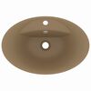 vidaXL Νιπτήρας με Υπερχείλιση Οβάλ Κρεμ Ματ 58,5x39 εκ. Κεραμικός