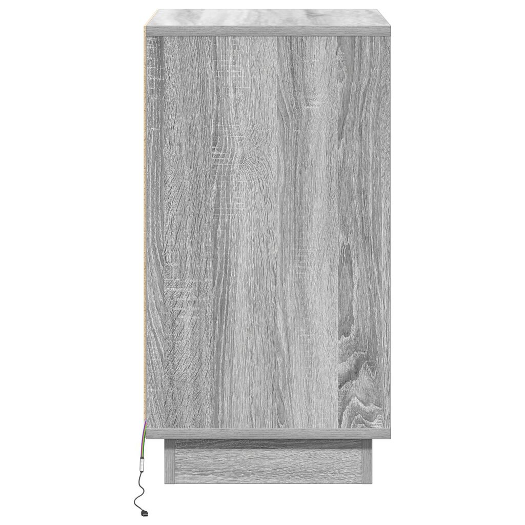vidaXL Κομοδίνο με LED Γκρι Σονομά 39x34.5x65 εκ. Επεξεργασμένο Ξύλο