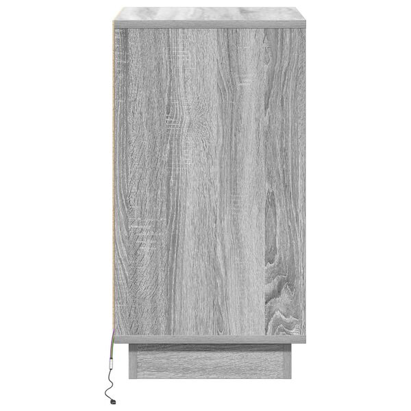 vidaXL Κομοδίνο με LED Γκρι Σονομά 39x34.5x65 εκ. Επεξεργασμένο Ξύλο