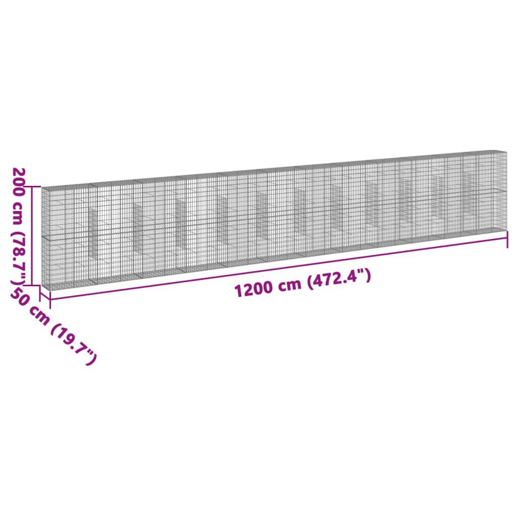 vidaXL Συρματοκιβώτιο με Κάλυμμα 1200x50x200εκ από Γαλβανισμένο Χάλυβα
