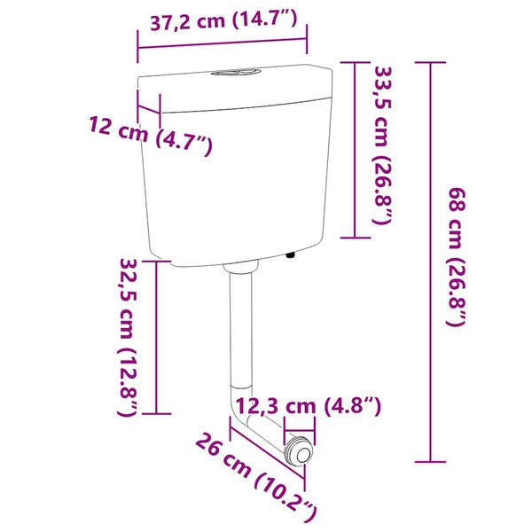 vidaXL Καζανάκι με Είσοδο Νερού από Κάτω Λευκό 3/6 Λίτρων