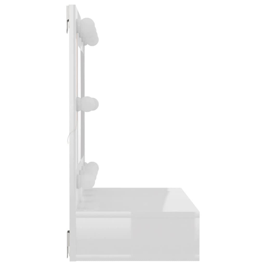 vidaXL Έπιπλο Καθρέπτη με LED Γυαλιστερό Λευκό 60x31,5x62 εκ.
