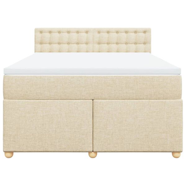 vidaXL &Kappa;&rho;&epsilon;&beta;ά&tau;&iota; Boxspring &mu;&epsilon; &Sigma;&tau;&rho;ώ&mu;&alpha; &Kappa;&rho;&epsilon;&mu; 140x200 &epsilon;&kappa;. &Upsilon;&phi;&alpha;&sigma;&mu;ά&tau;&iota;&nu;&omicron;