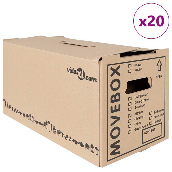 vidaXL κουτιά μετακόμισης 20 τεμ 59 x 31.5 x 31.5 εκ. Χαρτόνι