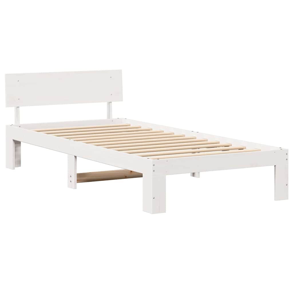 vidaXL Σκελετός Κρεβατιού Λευκό 90 x 200 cm Μασίφ ξύλο πεύκου