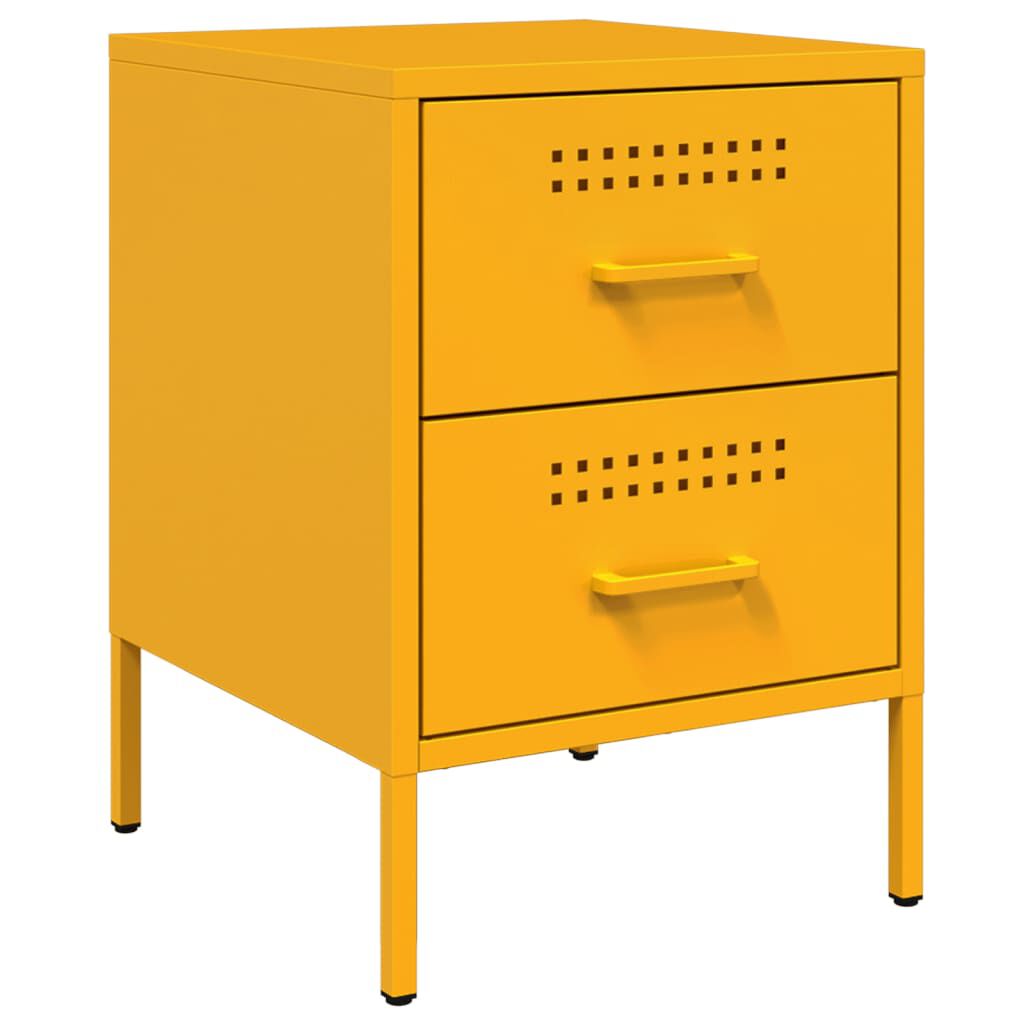 vidaXL Κομοδίνα 2 τεμ. Μουσταρδί 36x39x50,5 εκ. από Χάλυβα