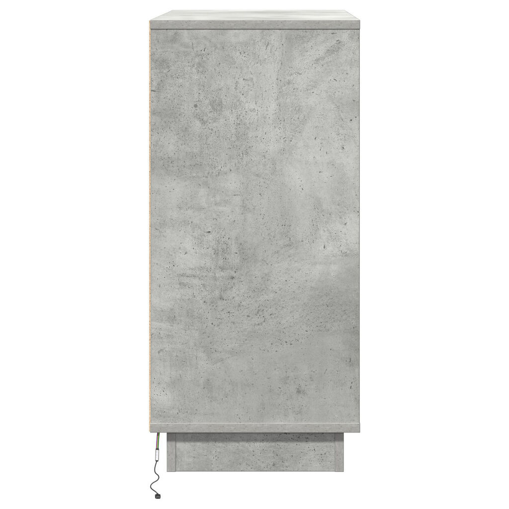 κομοδίνο vidaXL με LED Γκρι Σκυρόδεμα 71x34,5x75 εκ. Επεξεργασμένο Ξύλο
