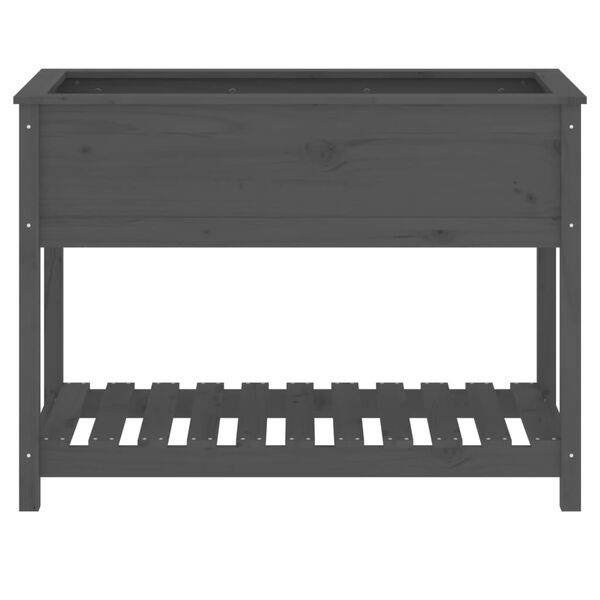 vidaXL Ζαρντινιέρα με Ράφι Γκρι 111,5x54x81 εκ. Μασίφ Ξύλο Πεύκου