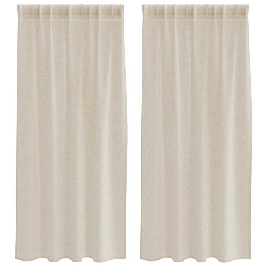 vidaXL Κουρτίνες με κουρτίνες 2 pcs Άμμος Πολυεστέρας
