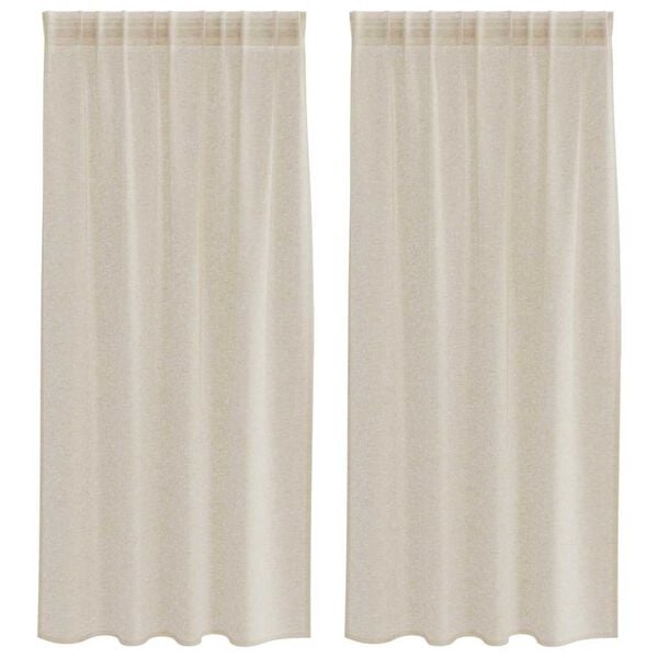 vidaXL Κουρτίνες με κουρτίνες 2 pcs Άμμος Πολυεστέρας