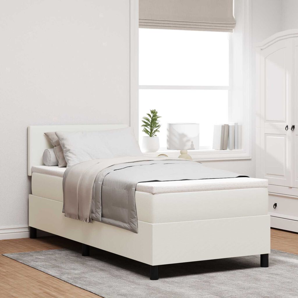 vidaXL Κρεβάτι Box Spring με Στρώμα & LED Κρεμ 80x200 εκ Κορντούρα