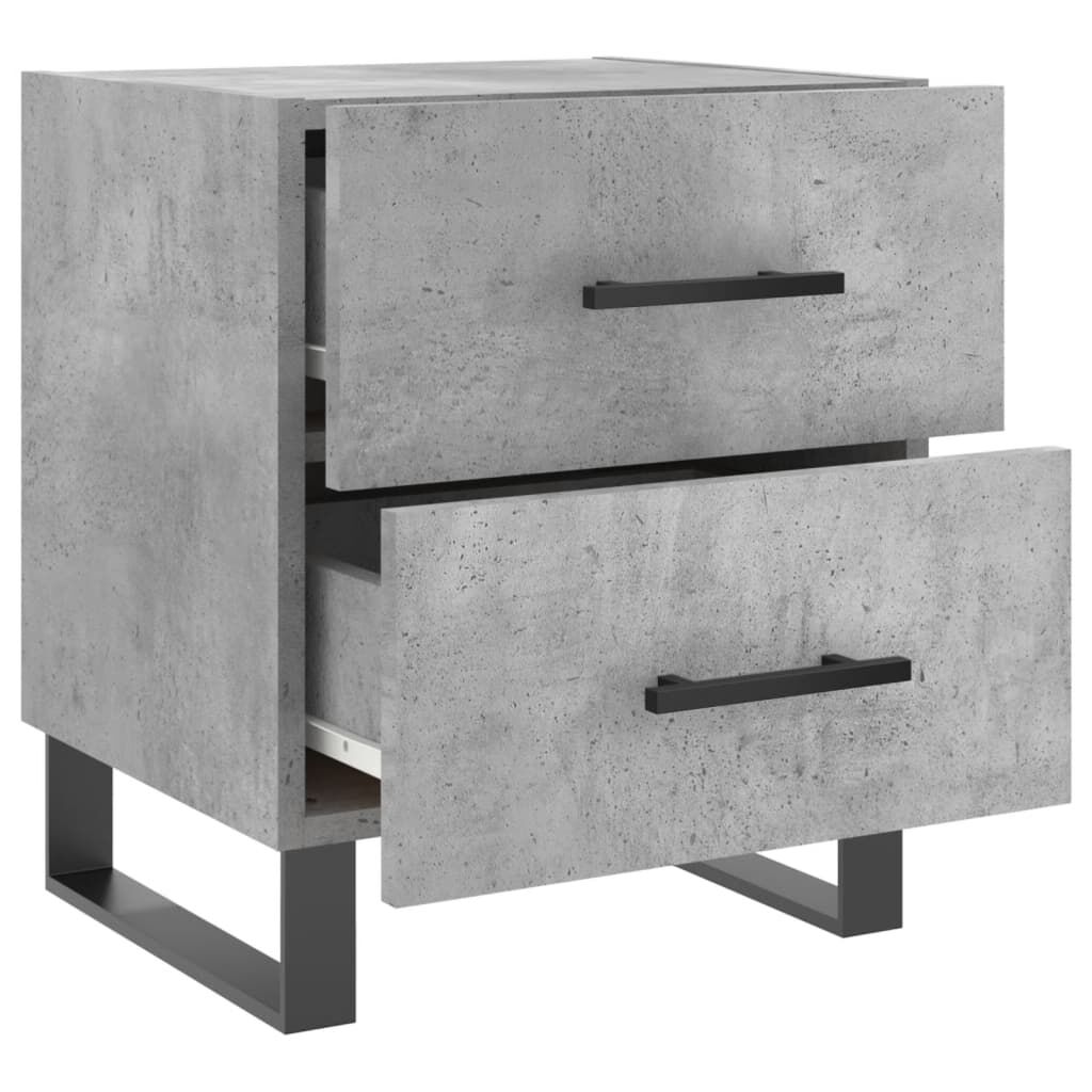 vidaXL Κομοδίνα 2 τεμ. Γκρι Σκυροδεμ. 40 x 35 x 47,5 εκ. Επεξεργ. Ξύλο