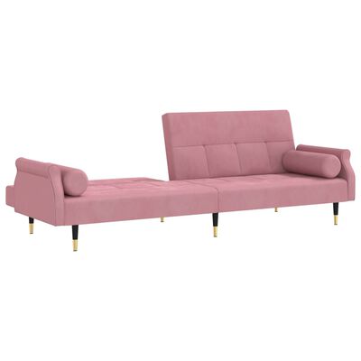 vidaXL Καναπές Κρεβάτι Ροζ Βελούδινος με Μαξιλάρια