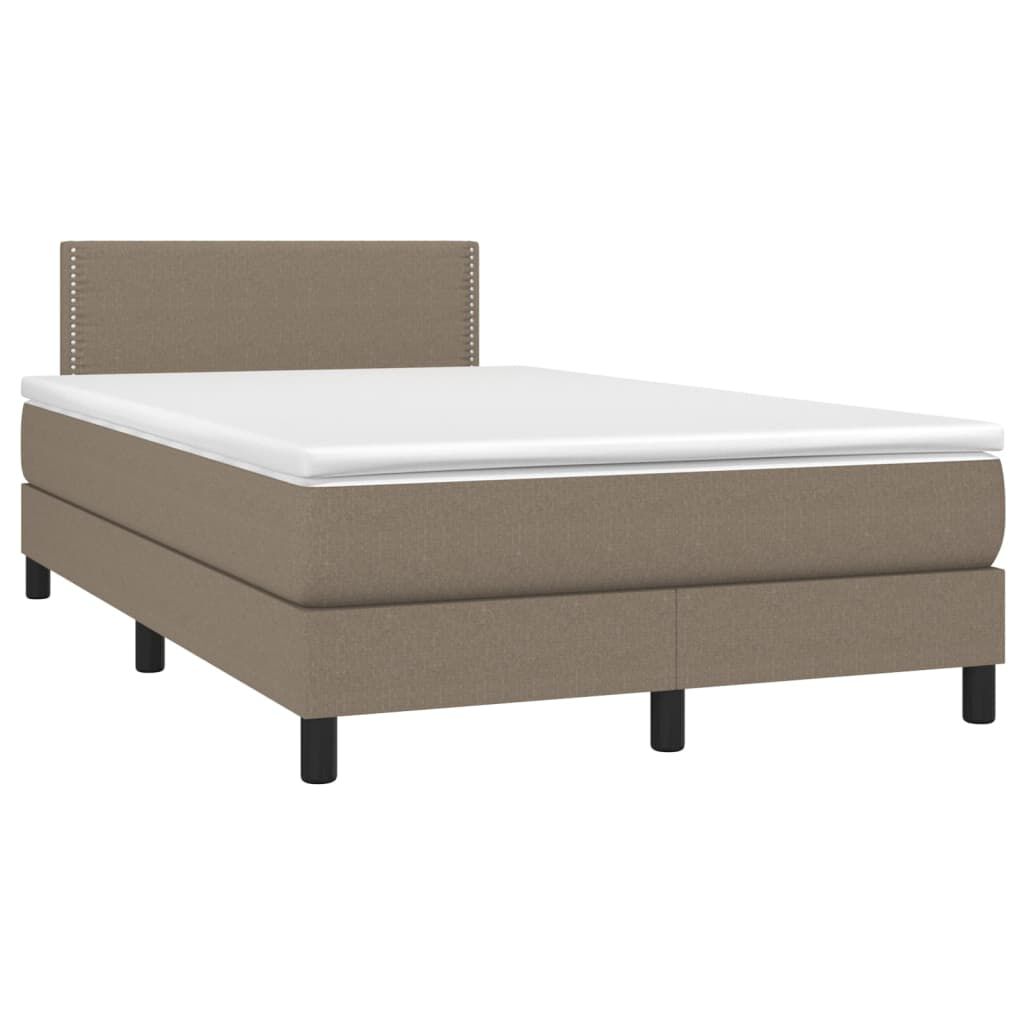 vidaXL Κρεβάτι Boxspring με Στρώμα Taupe 120x190 εκ. Υφασμάτινο
