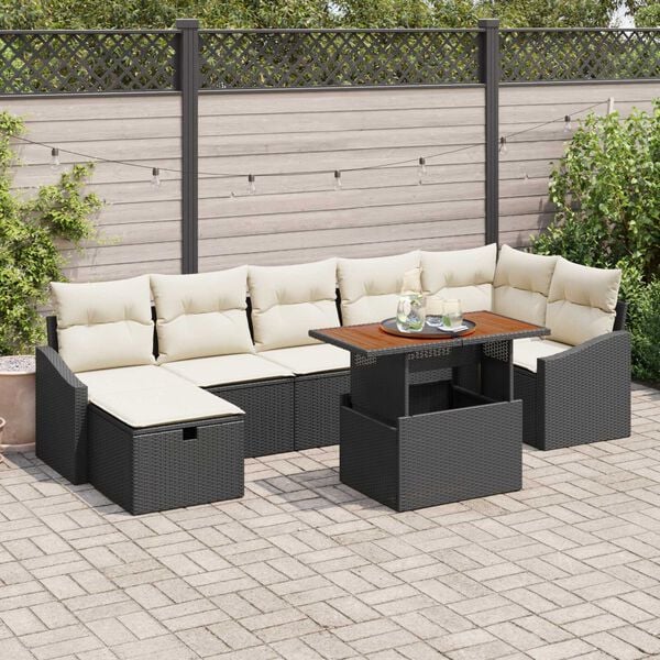 vidaXL Σετ Καναπέ Κήπου 8 pcs Μαύρο συνθετικό ρατάν