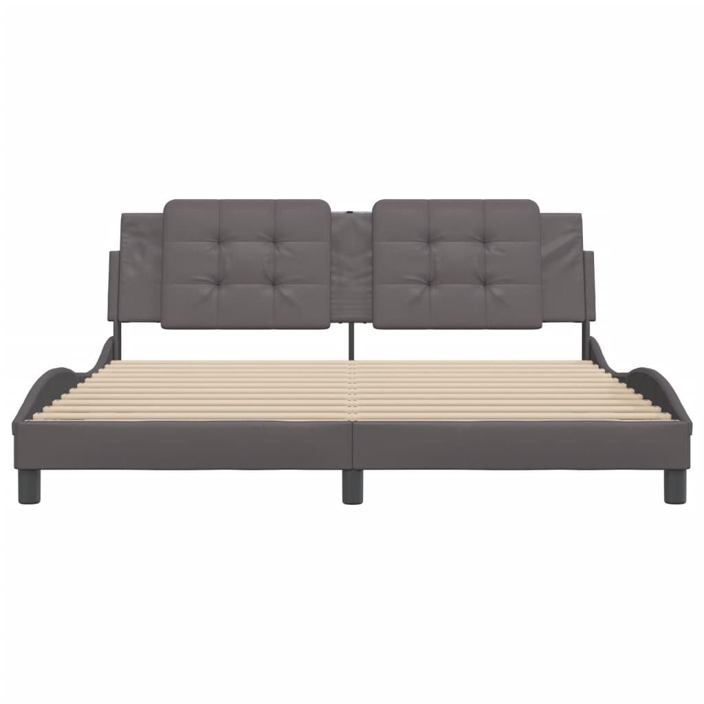 vidaXL Πλαίσιο Κρεβατιού με Κεφαλάρι Γκρι 180x200 εκ. Συνθετικό Δέρμα