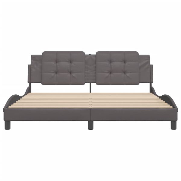 vidaXL Πλαίσιο Κρεβατιού με Κεφαλάρι Γκρι 180x200 εκ. Συνθετικό Δέρμα