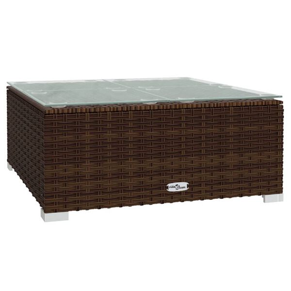 vidaXL Τραπέζάκι Κήπου Καφέ 60 x 60 x 30 εκ. Συνθετικό Ρατάν/Γυαλί