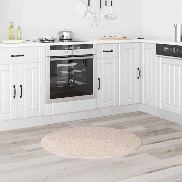 vidaXL Αντιολισθητικό Σαγκί Χαλάκι Κρεμ 90 x 90 cm PP