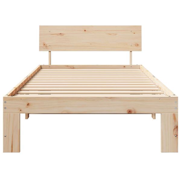 vidaXL Κρεβάτι με Κεφαλάρι 75x190 εκ. Μασίφ Ξύλο Πεύκου