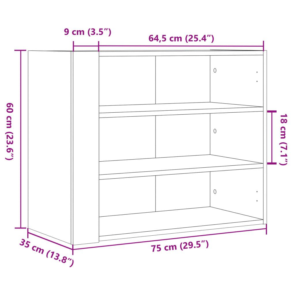 vidaXL Ντουλάπι Τοίχου Λευκό 75 x 35 x 60 εκ. από Επεξεργασμένο Ξύλο