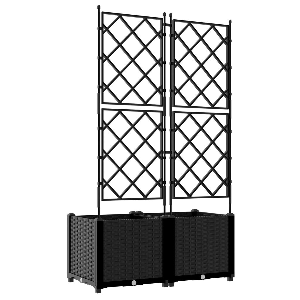 vidaXL Γλάστρα Κήπου με Πλέγμα 2 τεμ Μαύρη 80x40x143 εκ.