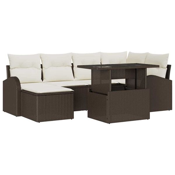vidaXL Σετ Καναπέ Κήπου με αποθήκευση 7 pcs Καφέ Πολυ ράταν