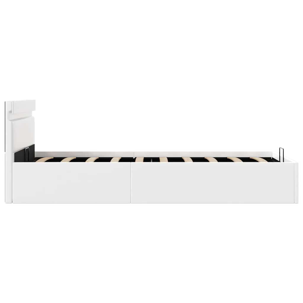 vidaXL Πλαίσιο Κρεβατιού Αποθ. Χώρο/LED Μαύρο 90x200 εκ. Δερματίνη
