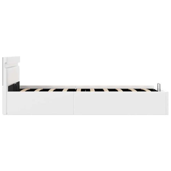 vidaXL Πλαίσιο Κρεβατιού Αποθ. Χώρο/LED Μαύρο 90x200 εκ. Δερματίνη