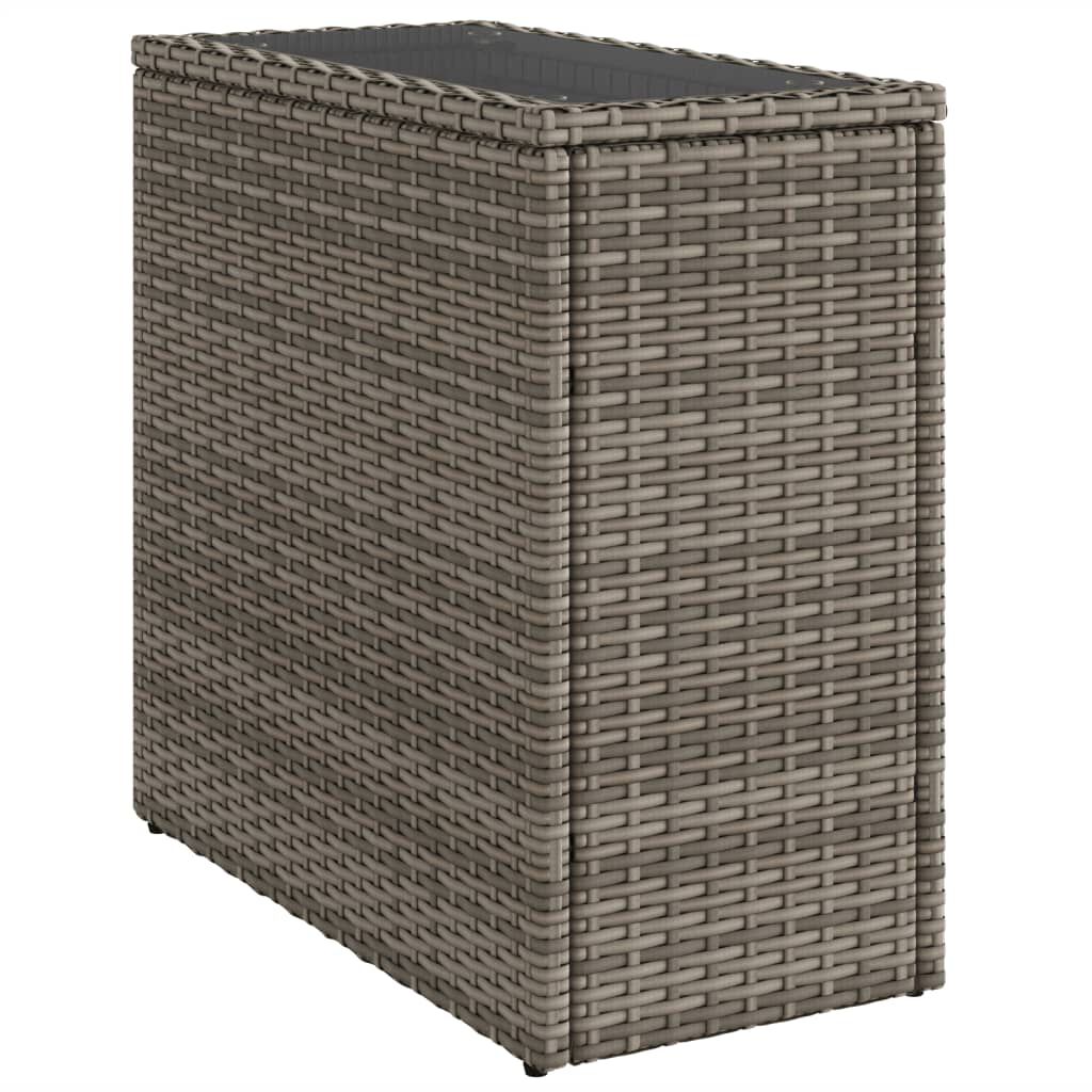 vidaXL Τραπέζι Κήπου με Γυάλινη Επιφ. Γκρι 58x27,5x55 εκ. Συνθ. Ρατάν