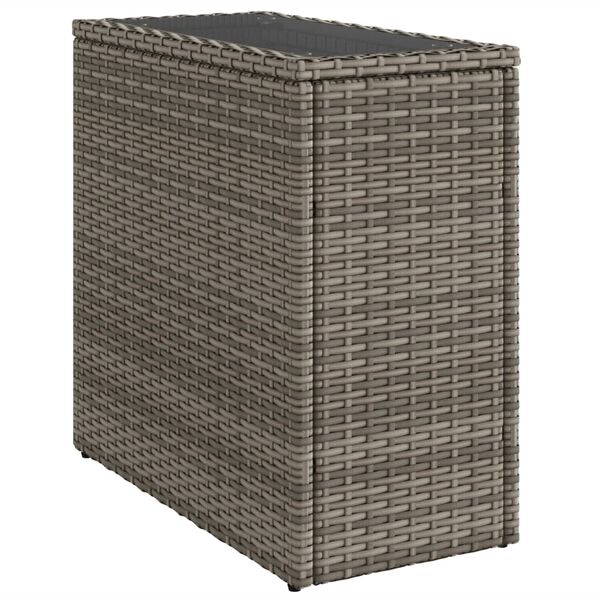 vidaXL Τραπέζι Κήπου με Γυάλινη Επιφ. Γκρι 58x27,5x55 εκ. Συνθ. Ρατάν