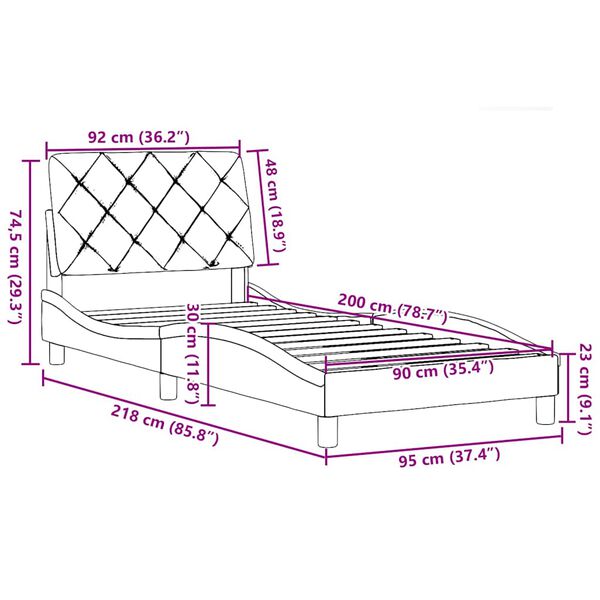 vidaXL Σκελετός Κρεβατιού Χωρίς Στρώμα Μπλε 90x200 εκ. Υφασμάτινο