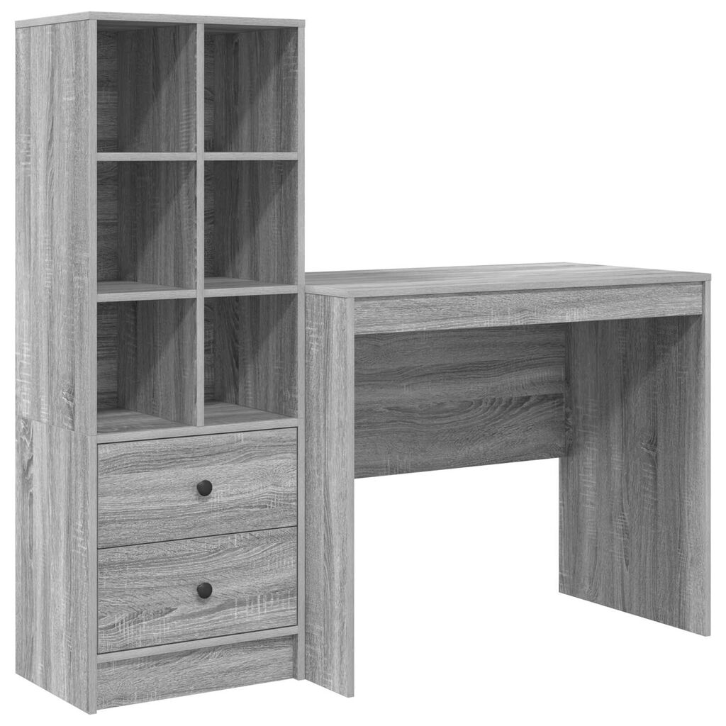 vidaXL Γραφείο με αποθηκευτικό χώρο 2 pcs Γκρι sonoma 90 x 50 x 76 εκ.