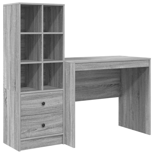vidaXL Γραφείο με αποθηκευτικό χώρο 2 pcs Γκρι sonoma 90 x 50 x 76 εκ.