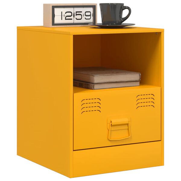 vidaXL Κομοδίνο Μουσταρδί 34,5 x 39 x 44 εκ. από Χάλυβα