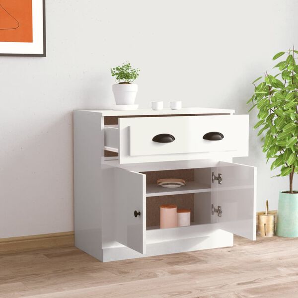 vidaXL Ντουλάπι Γυαλιστερό Λευκό 70x35,5x67,5 εκ. Επεξεργασμένο Ξύλο