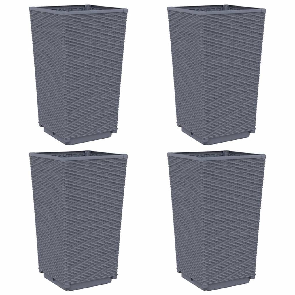 vidaXL Ζαρντινιέρες Κήπου 4 τεμ. Μπλε Γκρι 32,5x32,5x57 εκ. Πολυπροπυλένιο
