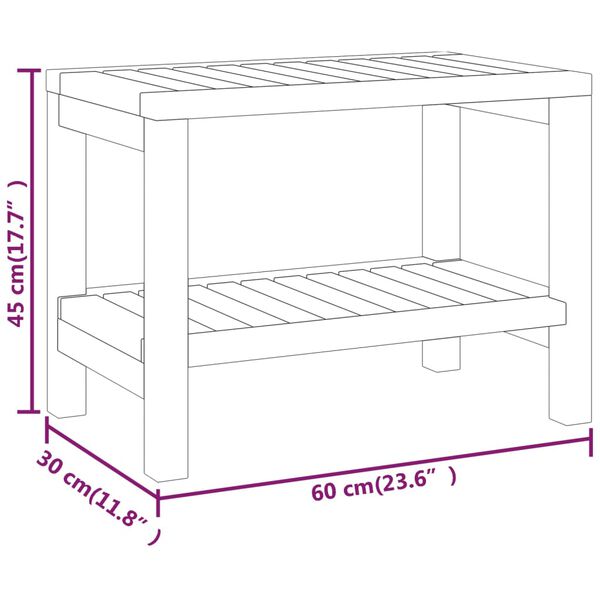 vidaXL Τραπέζι Βοηθητικό Μπάνιου 60 x 30 x 45 εκ. από Μασίφ Ξύλο Teak