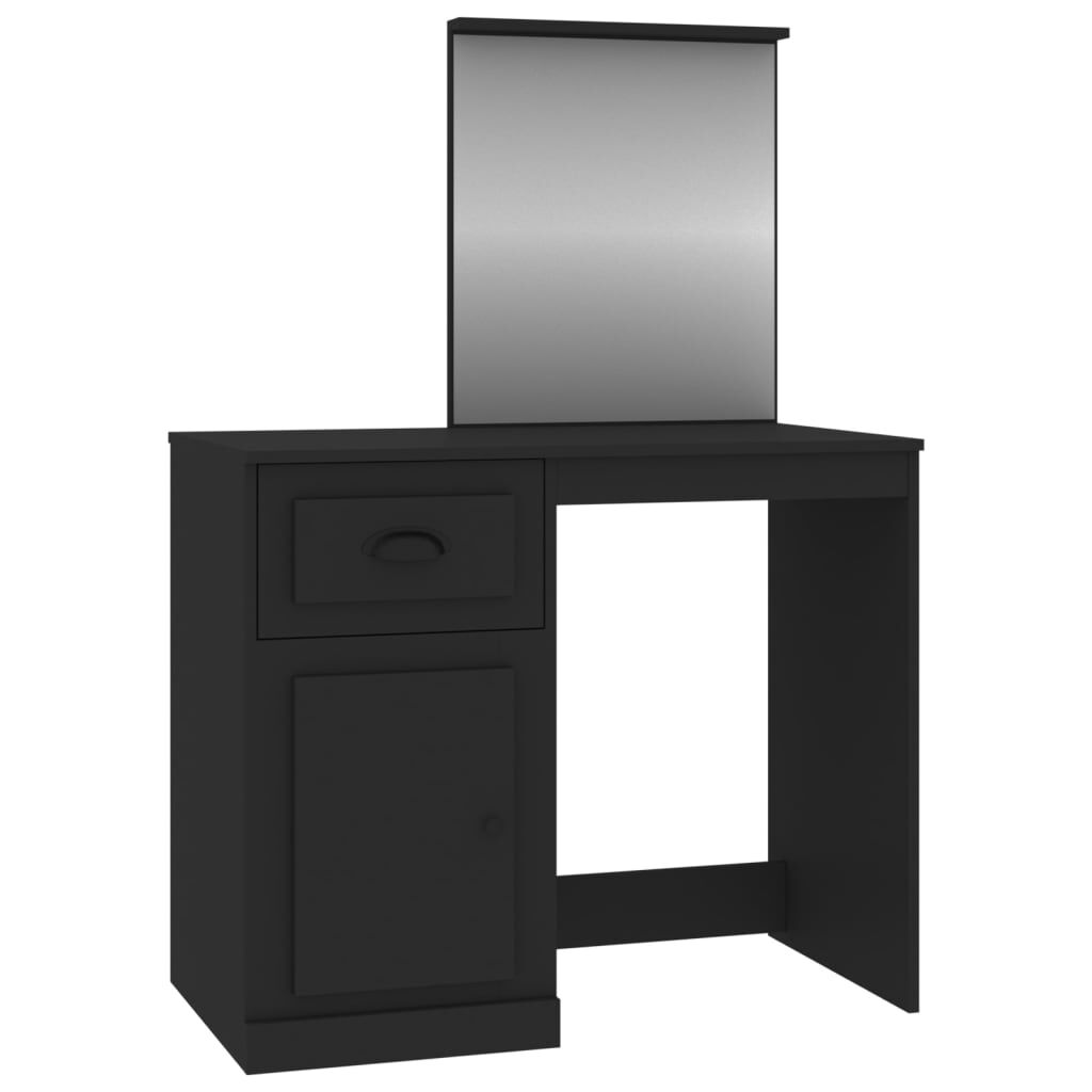 vidaXL Μπουντουάρ με Καθρέφτη Μαύρο 90x50x132,5 εκ. Επεξ. Ξύλο