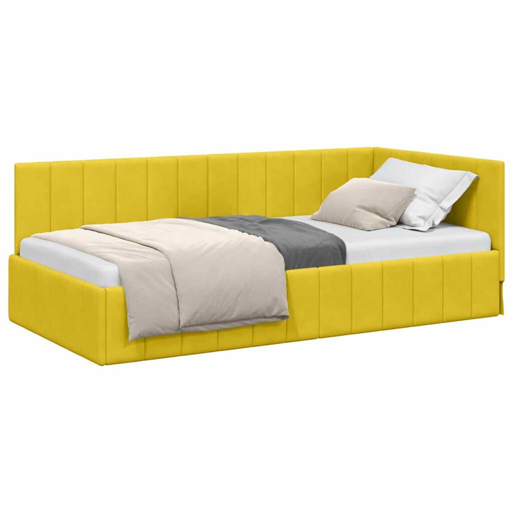 vidaXL Κρεβάτι Γωνίας με κεφαλάρι Κίτρινο 90 x 200 cm Βελούδο