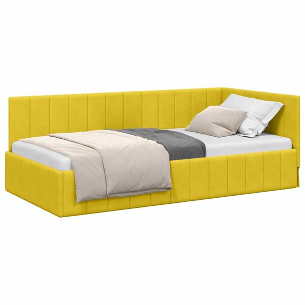 vidaXL Κρεβάτι Γωνίας με κεφαλάρι Κίτρινο 90 x 200 cm Βελούδο