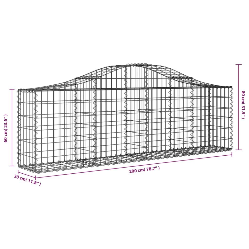 vidaXL Συρματοκιβώτια Τοξωτά 11 τεμ. 200x30x60/80 εκ. Γαλβαν. Ατσάλι